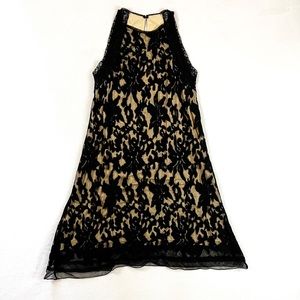 Chelsea and Violet XS Black Beige Lace Overlay Sleeveless Mini Dres